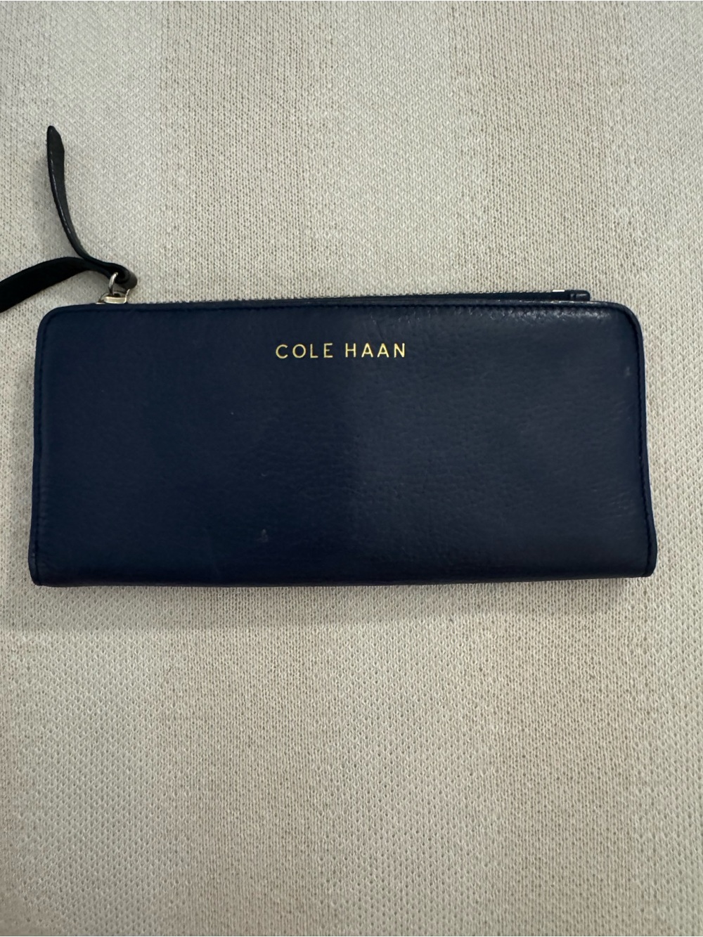 Cole Haan Navy Leather Zip-Around Wallet with Wristlet